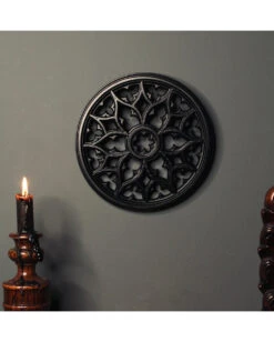 Black Victor Gothic Window 19cm Ø -Halloween Kostüm Geschäft black viktor gothic window schwarzes viktorianisches wandrelief gothic wohnaccessoire gothic deko 54853 03