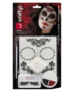 Day Of The Dead Glamour Make-Up Kit -Halloween Kostüm Geschäft day of the dead glamour make up kit tag der toten schmink set sugar skull halloween makeup 35793 7