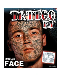 Face Tattoo Gangster -Halloween Kostüm Geschäft face tattoo gangster gesichtstattoo zum aufkleben hoodlum make up 37667 2