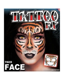 Face Tattoo Tiger -Halloween Kostüm Geschäft face tattoo tiger gesichtstattoo zum aufkleben tier make up 37665 2