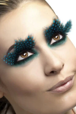 Feder Wimpern Blau Gepunktet