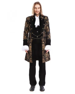 Gothic Aristokrat Herren Mantel Gold Schwarz 8 Gothic Aristokrat Herren Mantel Gold Schwarz -Halloween Kostüm Geschäft gothic aristokrat herrenmantel gold schwarz brokatmuster gothic aristocrat mens coat gothic mantel 39099 3