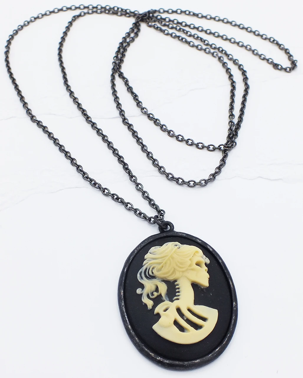 Gothic Kette Totenkopf Cameo Schwarz 3 Gothic Kette Totenkopf Cameo Schwarz
