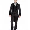 Gothic Herren Brokat Gehrock Schwarz