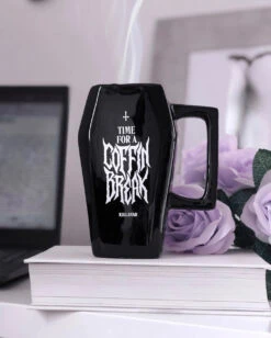 KILLSTAR Coffin Break Tasse -Halloween Kostüm Geschäft killstar coffin break tasse gothic coffin shaped mug gothic und halloween geschirr und tassen 51233