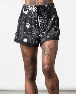 KILLSTAR Cosmos Shorts -Halloween Kostüm Geschäft killstar cosmos shorts astro print sonne mond sterne shorts gothic shorts gothic accessoires und geschenkideen killstar cosmos shorts 53518 4