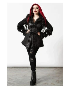 KILLSTAR Flies By Night Kunstfell Mantel -Halloween Kostüm Geschäft killstar flies by night kunstfell mantel killstar flies by night faux fur coat killstar fashion 52105 03