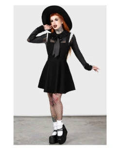 KILLSTAR Oriel Pinafore Latzkleid -Halloween Kostüm Geschäft killstar oriel pinafore latzkleid killstar oriel pinafore dress gothic kleid gothic mode 54064 3