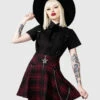 KILLTAR Study Hell Suspender Skirt Rot -Halloween Kostüm Geschäft killstar study hell suspender skirt rot killstar mode gothic rock gothic bekleidung gothic mode gothic fashion gothic accessoires und geschenkartikel 54043