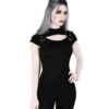 KILLSTAR Xara Keyhole Top -Halloween Kostüm Geschäft killstar xara keyhole top gothic shirt damen gothic top frauen gothic fashion gothic mode killstar oberteil 54316
