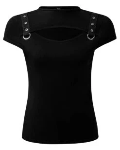 KILLSTAR Xara Keyhole Top -Halloween Kostüm Geschäft killstar xara keyhole top gothic shirt damen gothic top frauen gothic fashion gothic mode killstar oberteil 54316 3