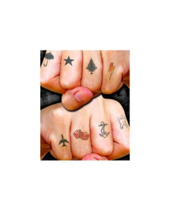 Klebetattoo Set Für Die Finger - Symbole -Halloween Kostüm Geschäft klebetattoo set fuer die finger symbole temporary tattoos knuckles 37648 2