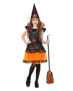 Kürbishexe Kinderkostüm -Halloween Kostüm Geschäft kuerbishexe kinderkostuem pumpkin witch child costume halloween kinderkostuem 51735 03