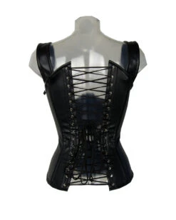 Kunstleder Korsett Mit Schulterriemen -Halloween Kostüm Geschäft kunstleder korsett mit schulterriemen gothic corsage faux leather corset 36884 2