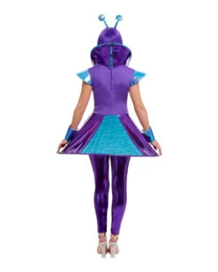 Lila Metallic Alien Damenkostüm -Halloween Kostüm Geschäft lila space alien damenkostuem space alien faschings kostuem alien costume for ladies 37297 3