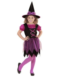 Pinke Funkelhexe Kinderkostüm -Halloween Kostüm Geschäft pinke funkelhexe kinderkostuem purple flicker witch child costume hexenkostuem fuer kinder 52058 02