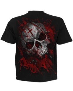 Pure Blood - T-Shirt Black -Halloween Kostüm Geschäft pure blood t shirt black schwarzes gothic shirt mit rot blutigem totenkopf halloween shirt 53921 2