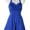Polka Dot Petticoat Blau -Halloween Kostüm Geschäft rockabilly kleid mit punkten polkadot kleid fifties kleider go1944