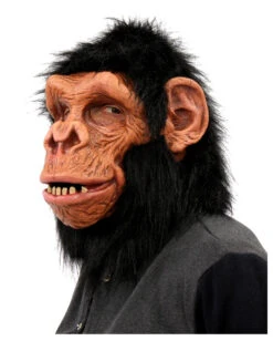 Schimpanse Vollkopfmaske Mit Haaren -Halloween Kostüm Geschäft schimpansen vollkopfmaske mit haaren chimpanzee chimp primate latex face mask halloween und faschings masken 39672 2