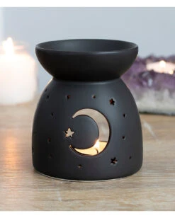 Schwarze Duftlampe Mit Mond & Sterne 7 Schwarze Duftlampe Mit Mond & Sterne -Halloween Kostüm Geschäft schwarze duftlampe mit mond und sterne black mystical moon cut out oil burner 50997 03