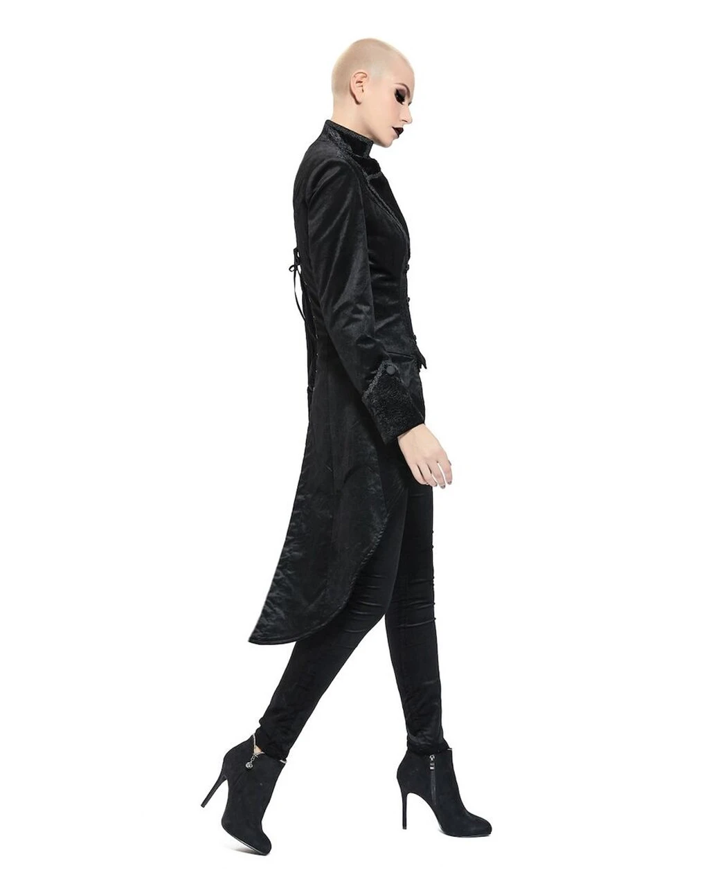 Schwarzer Gothic Damenfrack Mit Schwalbenschwanz 4 Schwarzer Gothic Damenfrack Mit Schwalbenschwanz – Bild 2