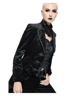 Schwarzer Gothic Damenfrack Mit Schwalbenschwanz 13 Schwarzer Gothic Damenfrack Mit Schwalbenschwanz -Halloween Kostüm Geschäft schwarzer gothic damenfrack mit schwalbenschwanz black gothic ladys jackett with tailcoat 54557 05
