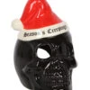 Schwarzer Totenkopf Mit Nikolausmütze Teelichthalter -Halloween Kostüm Geschäft schwarzer totenkopf mit nikolausmuetze black skull with santa hat gothic deko weihnachtsdeko 54280 01