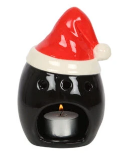 Schwarzer Totenkopf Mit Nikolausmütze Teelichthalter -Halloween Kostüm Geschäft schwarzer totenkopf mit nikolausmuetze black skull with santa hat gothic deko weihnachtsdeko 54280 03
