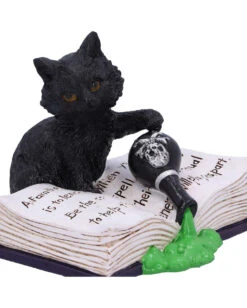 Schwarzes Kätzchen Mit Zaubertrank 10,5cm -Halloween Kostüm Geschäft schwarzes kaetzchen mit zaubertrank mischievous feline with poision bottle halloween tischdeko 54623 05