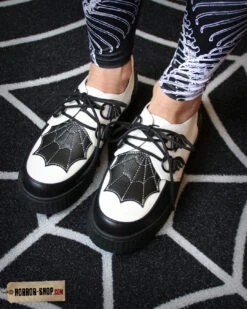 Spiderweb Black And White Creepers Schuhe 13 Spiderweb Black And White Creepers Schuhe -Halloween Kostüm Geschäft spiderweb