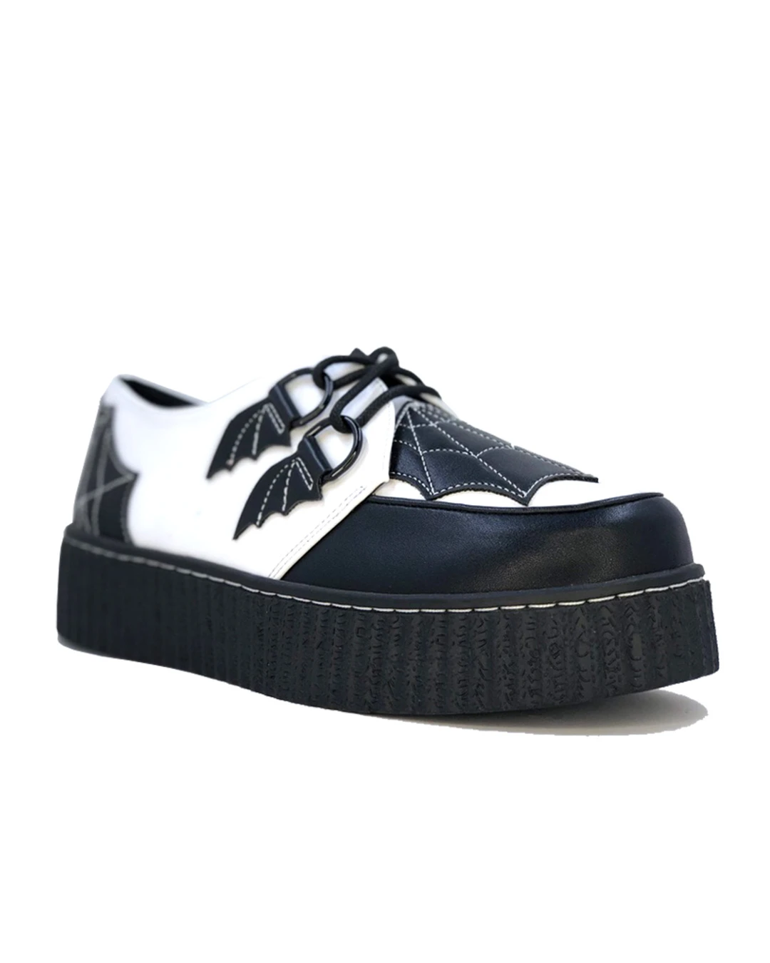 Spiderweb Black And White Creepers Schuhe 3 Spiderweb Black And White Creepers Schuhe