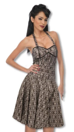 Neckholder Spitzenkleid Cremefarben