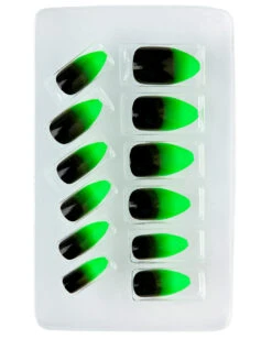 Stileto Fingernägel Schwarz / Neongrün 12 St. 6 Stileto Fingernägel Schwarz / Neongrün 12 St. -Halloween Kostüm Geschäft stileto fingernaegel schwarz neongruen hexen fingernaegel stileto fingernails black neon green kostuemzubehoer 36692 02 2