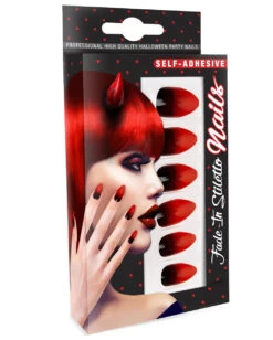 Stileto Fingernägel Schwarz / Rot 12 St. -Halloween Kostüm Geschäft stileto teufels fingernaegel schwarz rote fingernaegel sexy devil fingernails halloween fingernaegel 36704 03