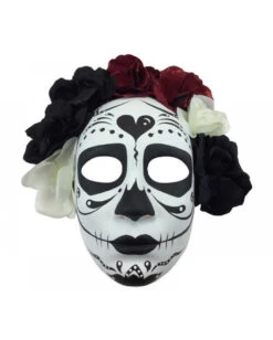 Sugar Skull Maske Mit Blüten -Halloween Kostüm Geschäft sugar skull maske mit blueten sugar skull maske mit blumen dia de los muertos maske 50516 01