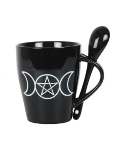 Triple Moon Tasse Mit Löffel -Halloween Kostüm Geschäft triple moon tasse mit loeffel triple moon cup with spoon gothic deko und geschirr 53269 2