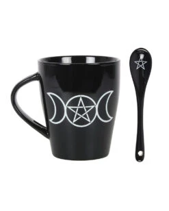 Triple Moon Tasse Mit Löffel -Halloween Kostüm Geschäft triple moon tasse mit loeffel triple moon cup with spoon gothic deko und geschirr 53269 3
