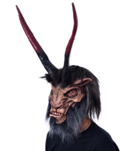 Gehörnte Krampus Maske Mit Kunstfell -Halloween Kostüm Geschäft underworld overlord maske biest mit riesen hoernern latexmaske fuer halloween und fasching zagone overlord mask 28300 3