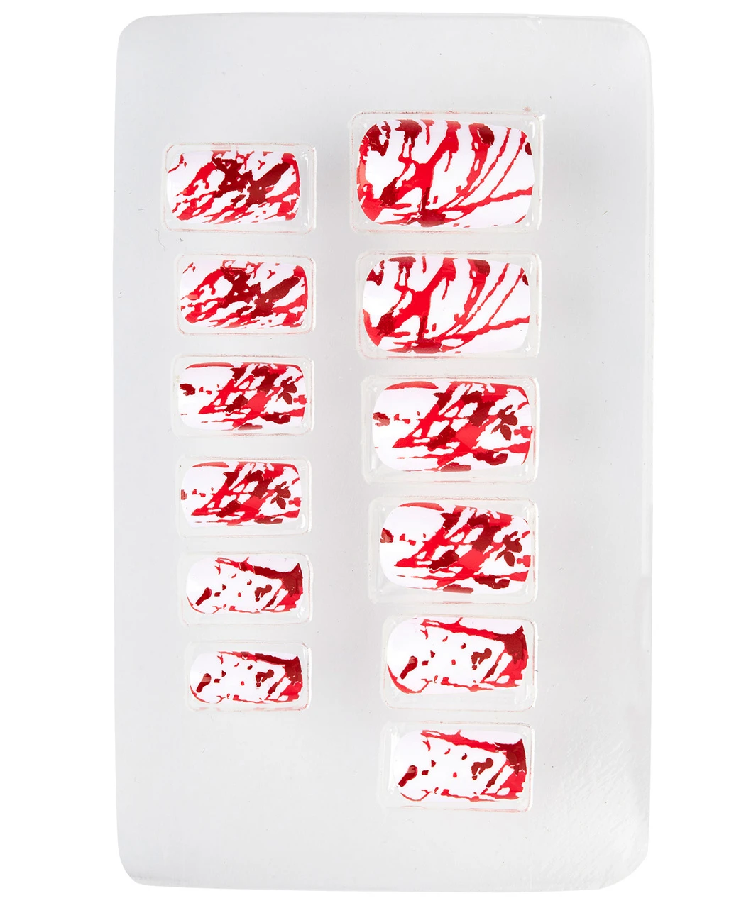 Weiße Fingernägel Mit Blutspritzer 12 St. 4 Weiße Fingernägel Mit Blutspritzer 12 St. – Bild 2