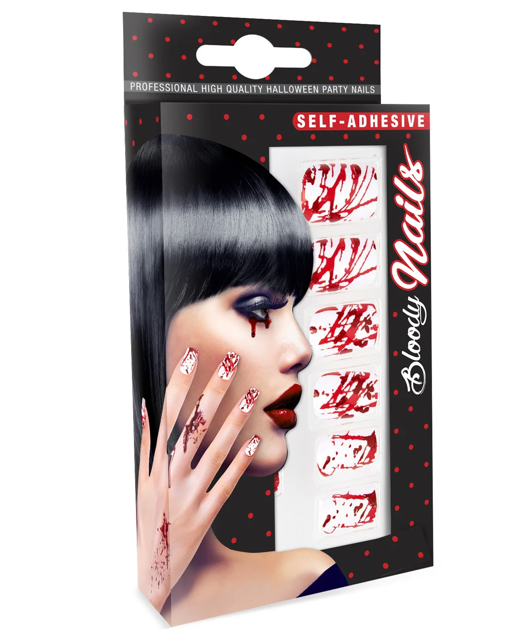 Weiße Fingernägel Mit Blutspritzer 12 St. 5 Weiße Fingernägel Mit Blutspritzer 12 St. – Bild 3
