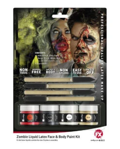 Zombie Flüssig Latex / 4-farbiges Set -Halloween Kostüm Geschäft zombie fluessig latex 4 farbig liquid latex make up kit 4 colors zombie make up 36638 01c